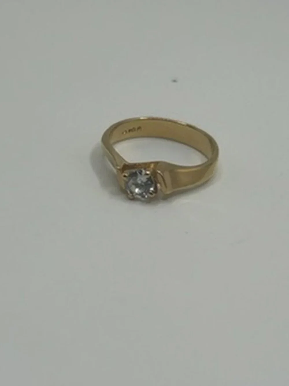 Vintage Gold Slanted CZ Ring Womens Cute 18k Plated Statement Dainty New